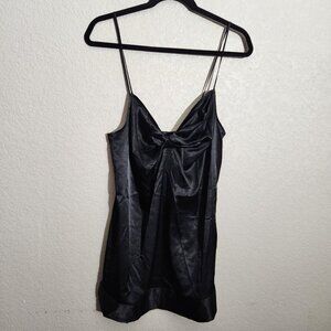 Victorias Secret Slip Dress Nightgown Black Satin Bow Medium